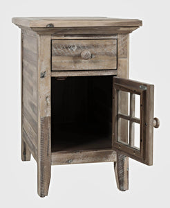 Jofran Inc. Rustic Shores Farmhouse Usb Charging End Table With Storage, Grey Wash