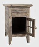 Jofran Inc. Rustic Shores Farmhouse Usb Charging End Table With Storage, Grey Wash