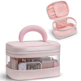 Vlando Travel Makeup Bag, Large Travel Toiletry Bag for Women Girl, Waterproof Cute Cosmetic Bag with Handle, Clear Make up Bag 