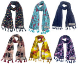 Fusfus WomenS Printed Chiffon Scarves And Stoles, Free Size(Multicolour, Fs1674) Pack Of 6 (Multicolor3)