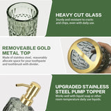 Towoaafu Green Bathroom Accessories Set - 5 PCS Glass Bathroom Decor with Soap Dispenser & Soap Dish & Toothbrush Holder & Tumbl
