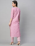 Anni Designer Women'S Cotton Blend Printed Straight Kurta With Pant (Kavi Pink-Nw_M_Pink_Medium),Pink,M,Cotton Blend,Regular,Pants