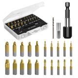 Nuovoware Damaged Screw Extractor Set, 22 PCS Easy Out Stripped Screw Extractor Kit, All-purpose HSS Broken Screw Remover Set wi