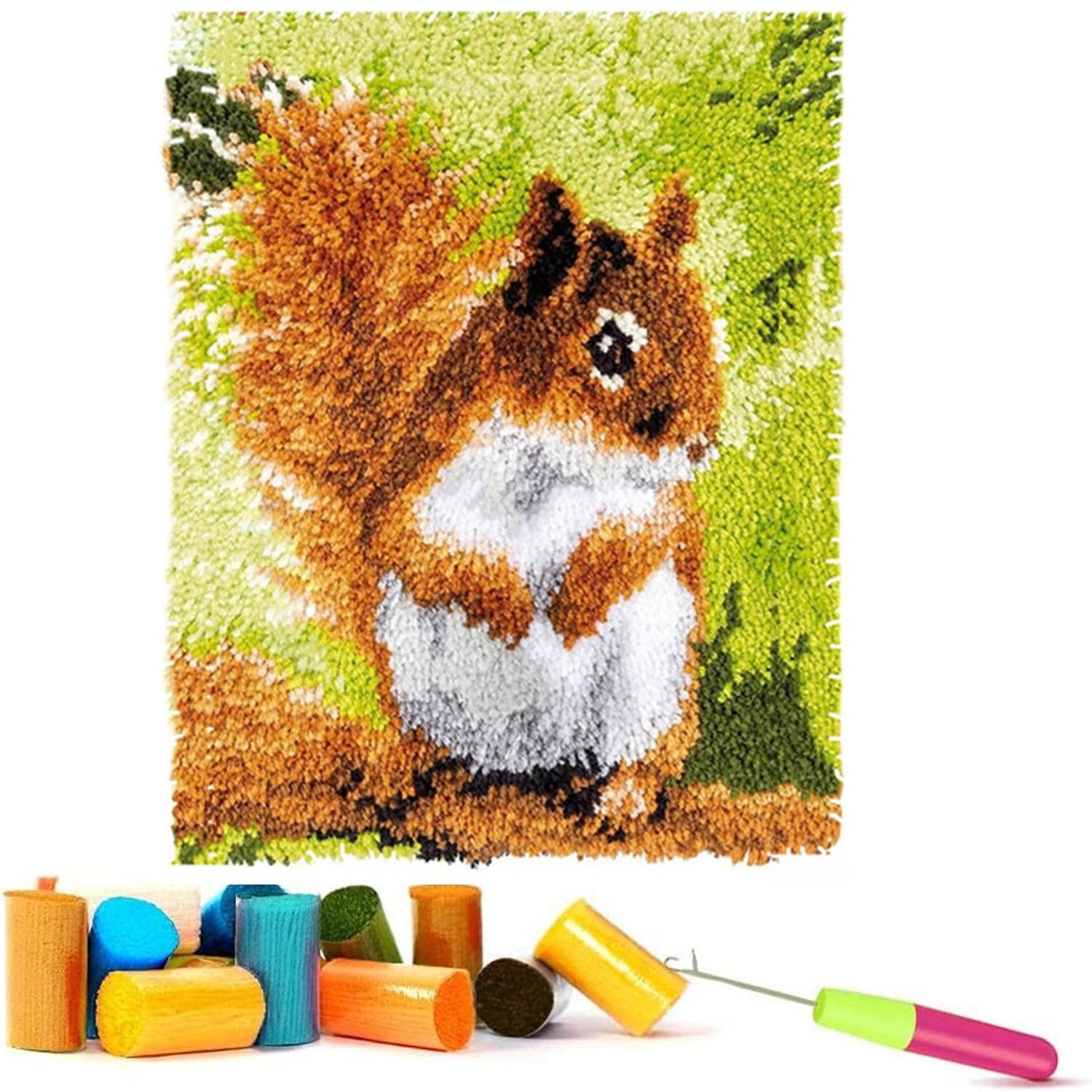 EMISTEM DIY Latch Hook Rug Kits, Gift Packaging Crochet Tapestry Yarn Kits, Pre-Printed Canvas, Needlework Unfinished Crocheting