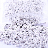 1000Pcs Flat Round Letter Beads 7x4mm with Letter U White Acrylic Beads for DIY Phone Case Glasses Decoration Bracelets Necklace