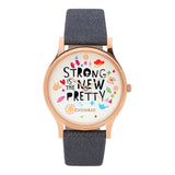 Teal By Chumbak Round Dial Analog Watch For Women,Strong Is New Pretty Collection, Solid Vegan Leather Strap,Gifts For Women/Gir