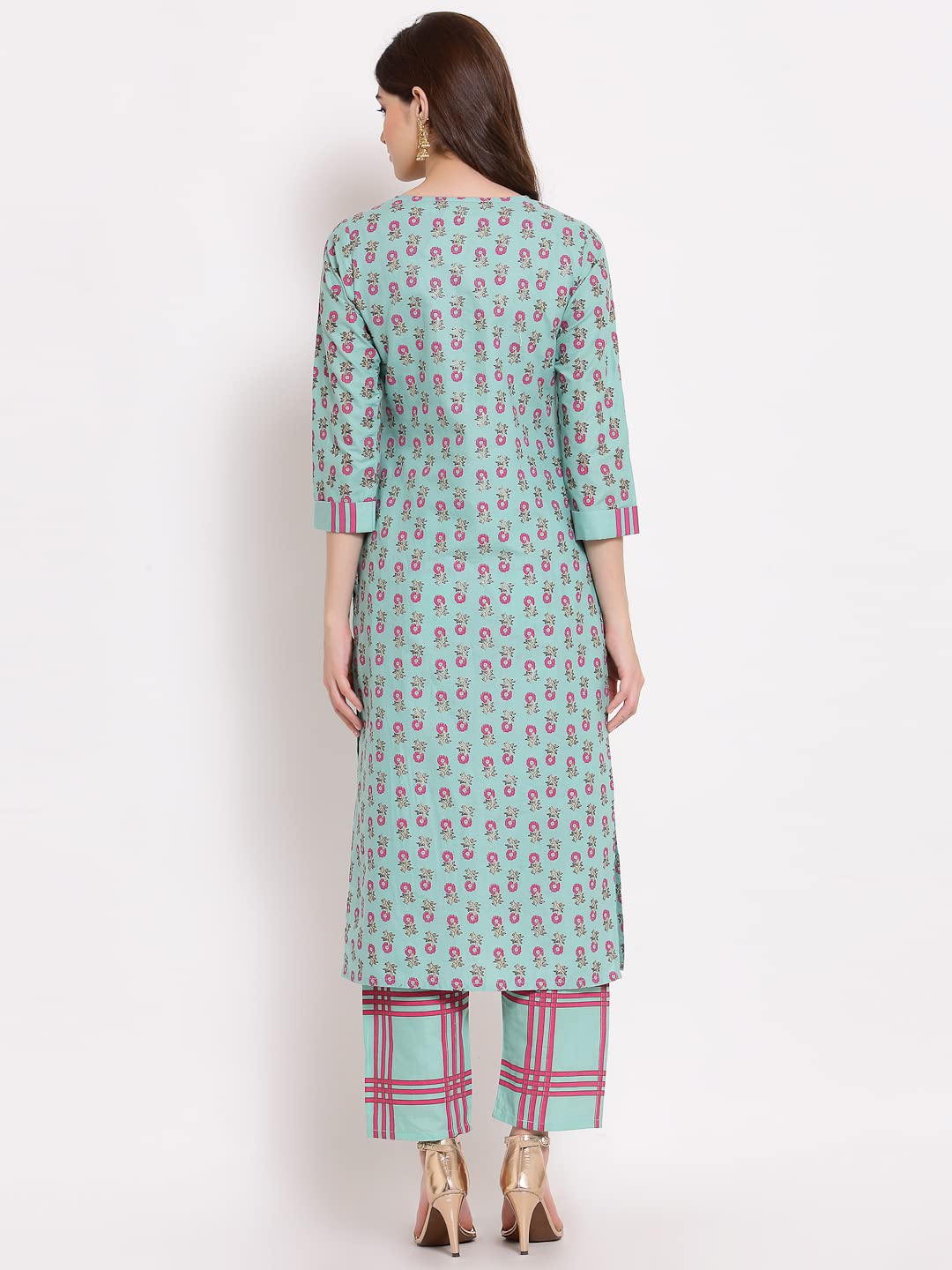 Gosriki Women'S Cotton Straight Kurta With Pant (Kpt-Cot-10029-Sea Green_Xl-Go_Sea Green_X-Large),Sea Green,,B09LSC7YR9