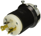 Hubbell HBL2611 Locking Plug, 30 amp, 125V, L530P, Black and White