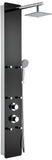 ANZZI Melody 59 Body Massage 6 Jetted Shower Panel System in High Gloss Black | Waterfall Head Multi Function Shower Tower | Dec