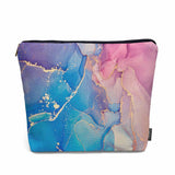 Kalygon Women Makeup Organizer Bag Marble Pattern Flax Travel Cosmetic Bag Abstract Ocean Waves Marble Makeup Bags Toiletry Bag 