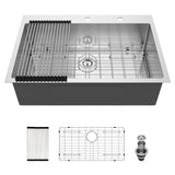 33 Drop In Kitchen Sink - Beslend 33x22 Inch Single Bowl Kitchen Sinks Stainless Steel Topmount Kitchen Basin 16 Gauge Handmade 