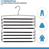 8-Tier Foldable Trouser Hanger, Removable Padded Bars, 8-Pair Capacity, Chrome Finish