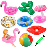 Chengu 6 Pcs Pool Floaties for Girl Dolls Swim Accessories Set Swimming Pool Floaties Party Ring Girl Dolls Cup Coasters Toys fo