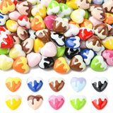 Ipotkitt 50pcs Random Colors Baking Paint Acrylic Heart Beads Puffy Heart Tiny Love Loose Beads for Jewelry Bracelet Necklace Ea