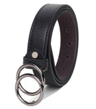 Sunshopping WomenS Formal Synthetic Double Ring Black Belt (Mes6Bl) (38, Black)