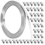 Hose Clamps, DIY 100 FT Metal Strap + 40 Fasteners, Hose Clamps Stainless Steel, Large Adjustable Hose Clamp Pipe Clamp for Pipe