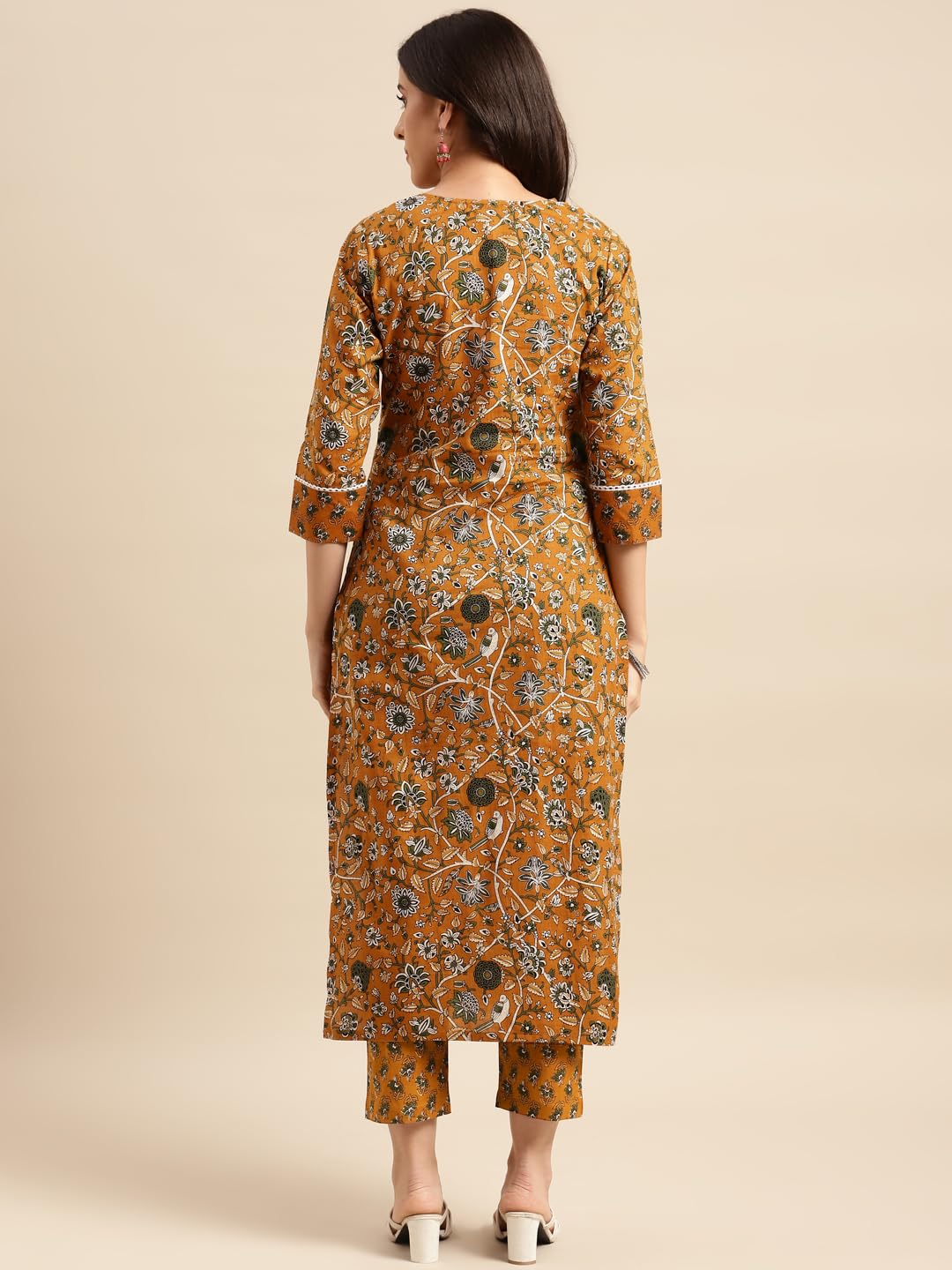 Gosriki Women'S Cotton Blend Printed Straight Kurta With Pant (Win Yellow-Nw-Gs_Xxl_Yellow_Xx-Large),Yellow,2,B0C96FKYMG