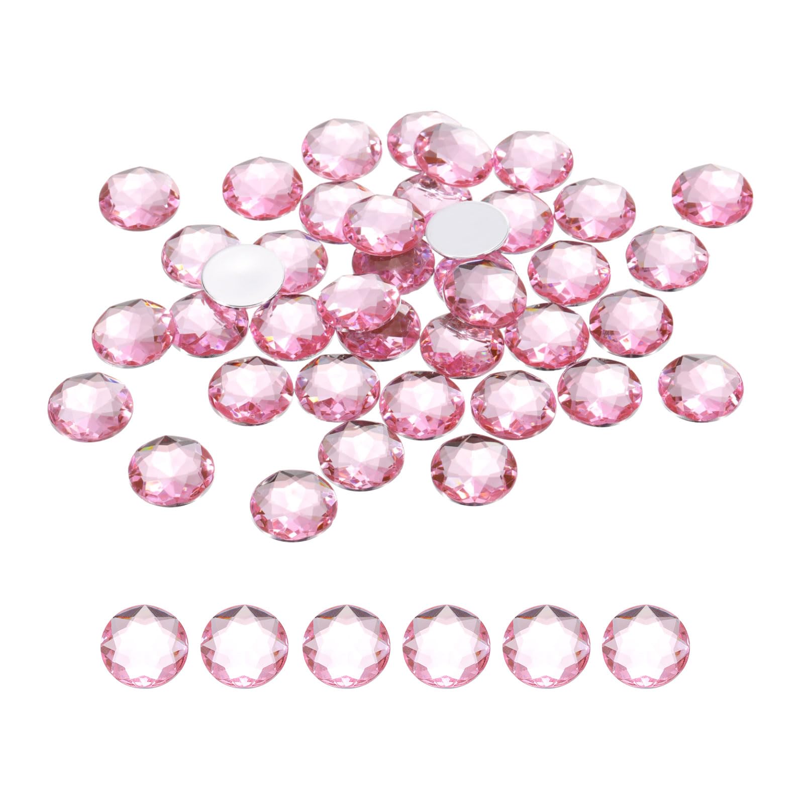 MECCANIXITY Flat Back Round Acrylic Rhinestones,20mm Light Pink Flatback Crystal Rhinestones for Crafts Clothes Shoes DIY Decora