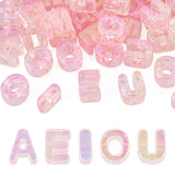 FASHEWELRY 50Pcs UV Plating Rainbow Iridescent Acrylic Letter Beads with Large Hole Large Letter Blocks Charms 3D Letters Chunky