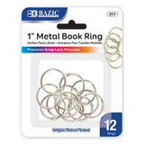 BAZIC Loose Leaf Binder Ring 1, Book Rings Binder Rings, Nickel Plated Steel Metal Ring for Flash Cards, Index Card, Keychain (