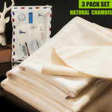 (3 Pack) Car Natural Chamois Cleaning Cloth,Absorber Towel for Car Chamois Drying Towe RIVERLAKE Genuine Deerskin Leather Auto C