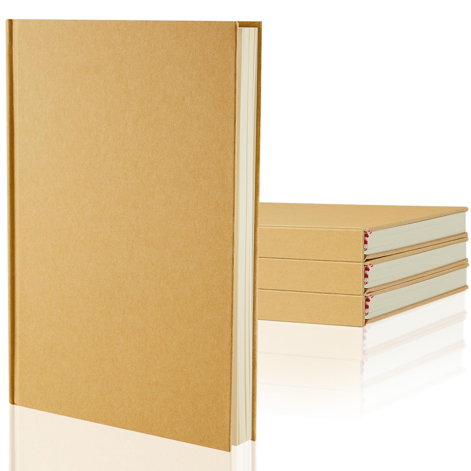 Henoyso 4 Pcs A5 Blank Notebooks Journals Bulk 100 Sheets/200 Pages Unlined Craft Notebooks Kraft Sketchbooks Hardcover for Writ