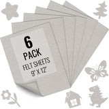 6PCS Light Grey Felt Fabric Sheets 9 x 12 - 1.6mm Thick Soft Felt for Craft Sewing DIY Patchwork Art Projects Decorations
