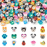 Elecrelive 150Pcs Cartoon Animal Clay Beads Cat Dog Panda Elephant Monkey Polymer Cute Beads Clay Accessories for DIY Bracelet N