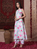 Gosriki Women'S Rayon Viscose Anarkali Printed Kurta With Pant (Thomas Pista-Vks01-Gs_L_Pista_Large),Pista,,B0DV4FG28H