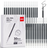 deli Gel Pen Refills, 30 Pcs Retractable Pen Refills Black Ink, Medium Point 0.7mm, Smooth Writing, Fast Dry, No Bleed for Journ