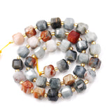 Malahill Wholesale Natural Faceted Stone Beads for Jewelry Making Sold per Bag 5 Strands Inside Cube Fire Eagle Eye Jasper 6mm