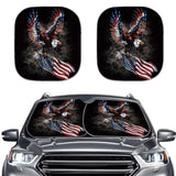 Binienty American Flag Car Sun Shade 2 Pack Eagle Print Anti-Slip Windshield Cover Universal Car Sunshade for Front Windshield F