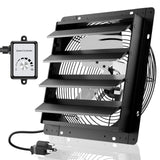 HG Power 16 Inch Attic Fan with Speed Controller, 1681 CFM Shutter Exhaust Fan with EC Motor, Wall Mounted Greenhouse Fan for Sh