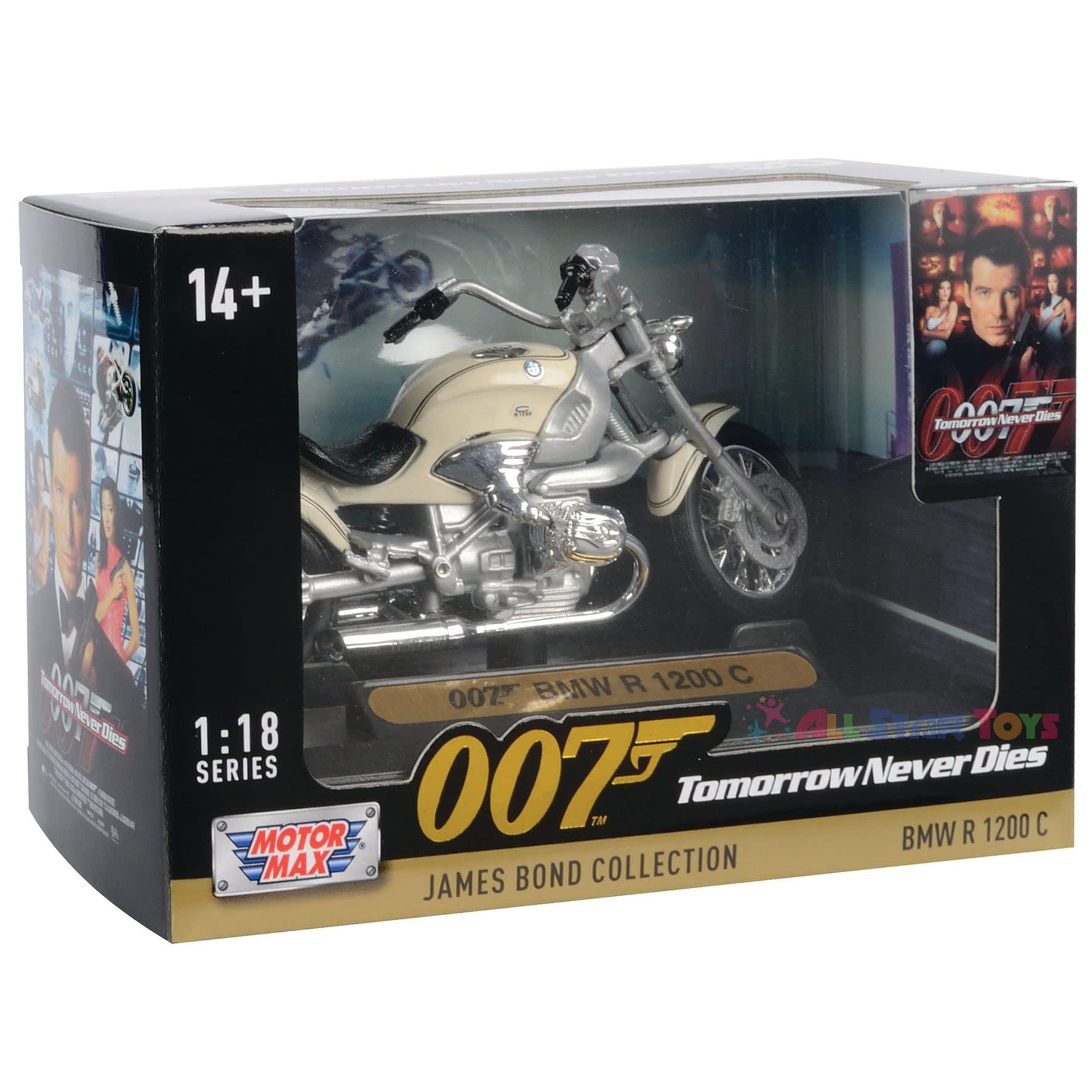 Bmw R 1200 C Motorcycle Cream James Bond 007 Tomorrow Never Dies (1997) Movie James Bond Collection Series 1/18 Diecast