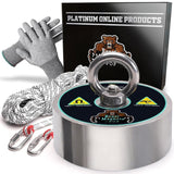 3000lb Complete 360 Degree Magnet Fishing Kit | Includes Strong 360 Neodymium N52 Magnets Durable 8mm 65ft Rope, Carabiner and G