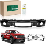 YHTAUTO Front Bumper Face Bar Compatible with Ford F-150 2009 2010 2011 2012 2013 2014, with Fog Light Holes, Steel Black Bumper