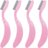 4 Packs Folding Eyelash Comb, Stainless Steel Metal Teeth Eyebrow Separator Comb Lash and Brow Makeup Applicator Brush Professio
