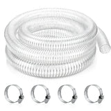 Wocloer 1-1/2 Inch ID X 25ft Clear Flexible PVC Hose - Steel Wire Reinforced, Suction & Discharge Hose,See-Through Tubing