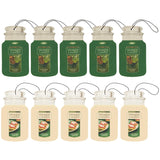 Yankee Candle Paper Car Jar, 5 Balsam & Cedar & 5 Christmas Cookie (Variety Pack)