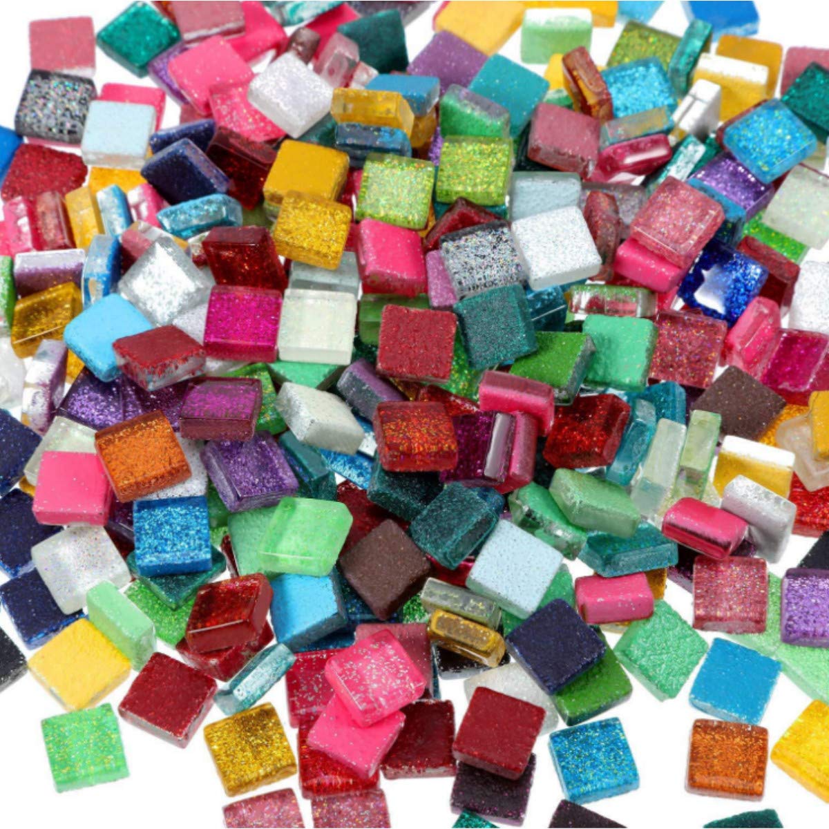 BestTeam Mixed Color Crystal Mosaic Tiles, Transparent Glass Mosaic Tiles Glass for Art Crafts DIY Children Puzzle Handmade Mate