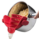Kitchen Gizmo Snap N Strain Silicone Pot Strainer - Adjustable Clip-On Pasta Strainer for Pots, Pans, and Bowls - Large Red Kitc
