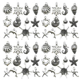 WOCRAFT 120pcs Antique Silver Sea Charms for Jewelry Making Alloy Ocean Fish Seashell Marine Charms for DIY Crafts (SN164)