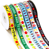 DECYOOL 6 Rolls 60 Yards Back to School Ribbons for Gift Wrapping, School Grosgrain Ribbons 10 mm Wide Pencil Apples ABC Craft R