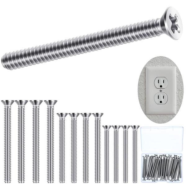 Ripeng 30 Pieces Extra Long Outlet Screws Machine Long Electrical Outl ...