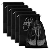Arano Pack Of 6 Shoe Bags For Travel, Black | Reusable Shoe Cover Pouches With Transparent Window For Luggage, Home & Gym Stor