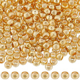 Beebeecraft 300Pcs 2mm 14K Gold Filled Brass Crimp Beads Positioning Spacer Beads Metal Rondelle Loose Beads with Storage Box fo