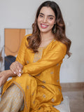 Libas Women'S Silk Embellished Straight Kurta (23491O_Yellow Yellow M