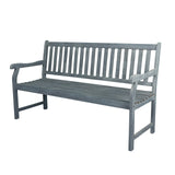 JONATHAN Y BNH101B Laurel 59.1 3-Seat Slat-Back 600-Lbs Support Acacia Wood Outdoor Garden Patio Bench for Garden, Lawn, Backyar