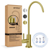 Drinking Water Faucet - Long Thread Stem Filtered Water Tap for Thick Countertop,Lead-Free RO Faucet with Hose and Quick Connect