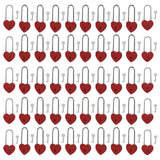 Gradleen 50PCS Single Heart Lock with Key 3.5 Inches,50mm Love Padlock Matte Finish Red Metal Love Lock for Lovelock Bridge,Card